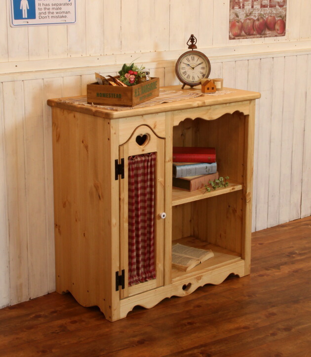 楽天市場】キャビネット ハート 布扉付き キッチンラック オーダー