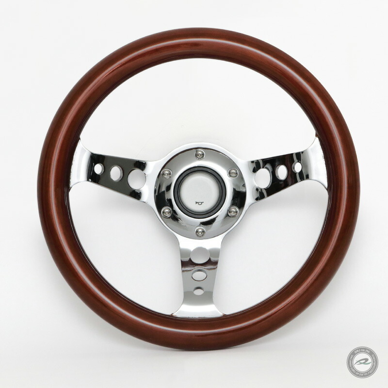 29パイ ウッドとクロームの3本スポークステアリング 29パイ ウッドと