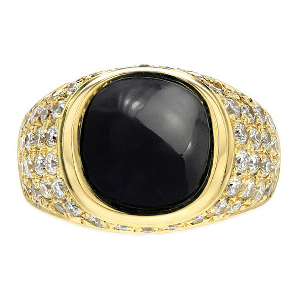 楽天市場】ダイヤ入り オニキス リング - 18金 イエローゴールド 18金