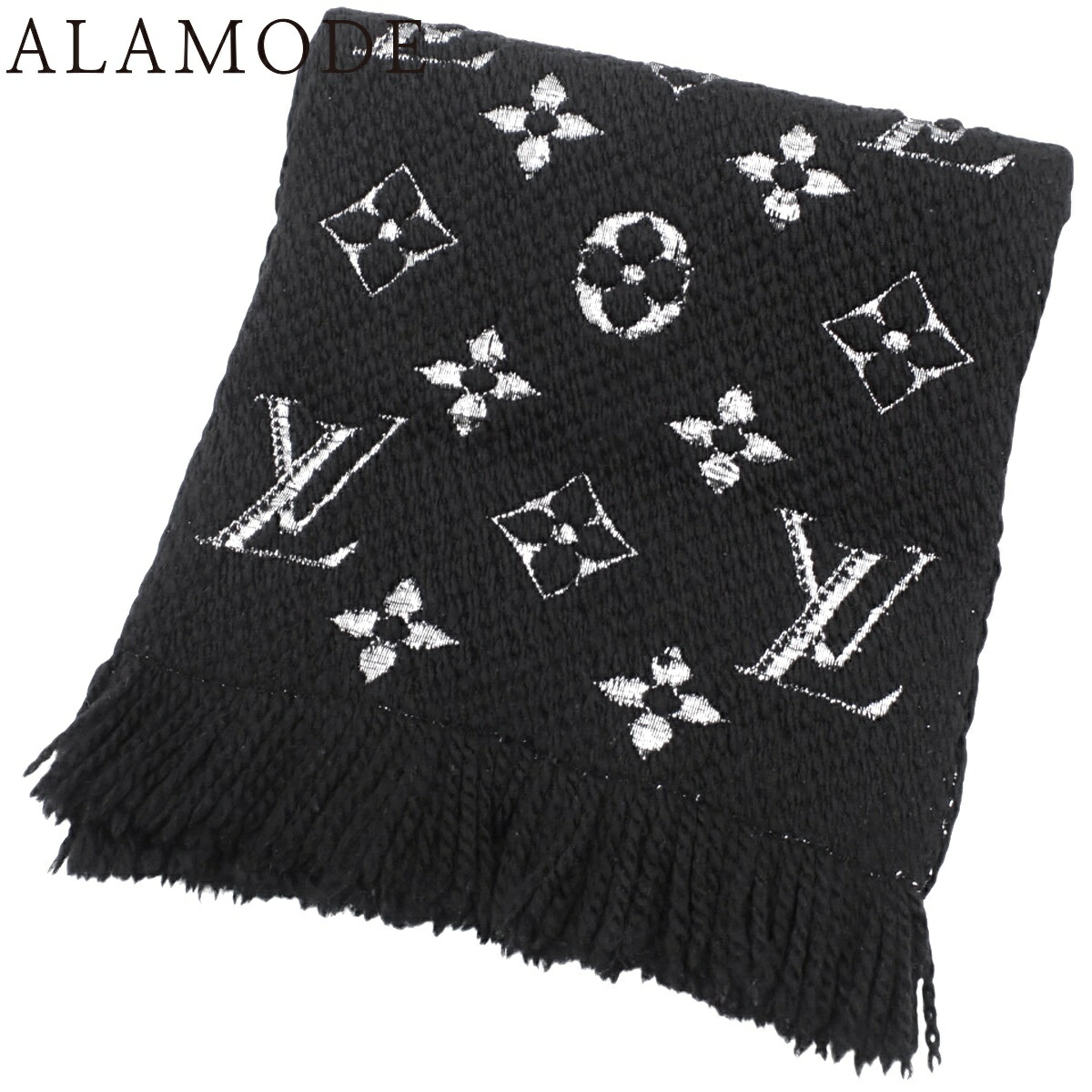 美品 箱付き ルイヴィトン エシャルプ ロゴマニア マフラー グレー 美