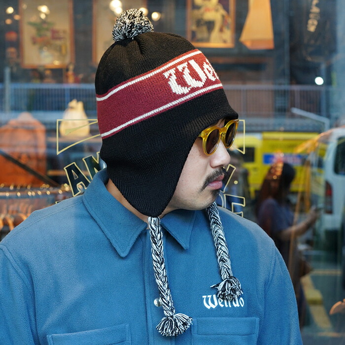 楽天市場】WEIRDO ウィアード /「FLAME - EARMUFFS KNIT CAP / BLACK