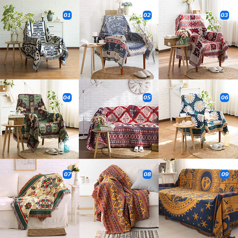 花 マルチカバー ソファーカバー ヴィンテージラグ 180x126 時計