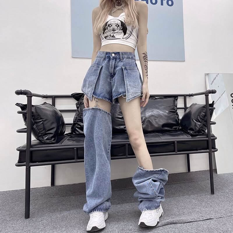 楽天市場】パンツ レディース デニム ショートパンツ レッグウォーマー