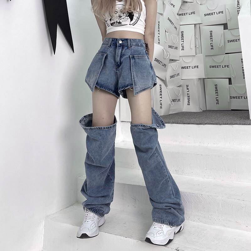 楽天市場】パンツ レディース デニム ショートパンツ レッグウォーマー