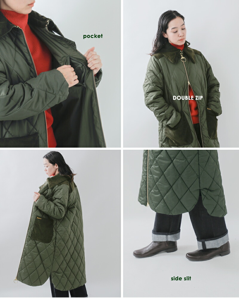 楽天市場】Barbour バブアー ジップ キルティング ロングコート
