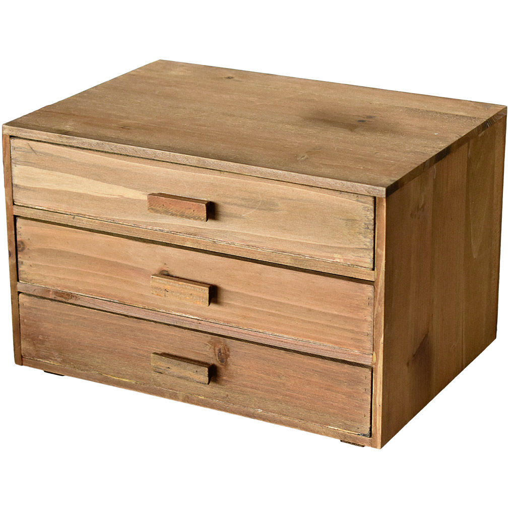 楽天市場】天然木 アンティーク調 三段卓上チェスト(L) anti