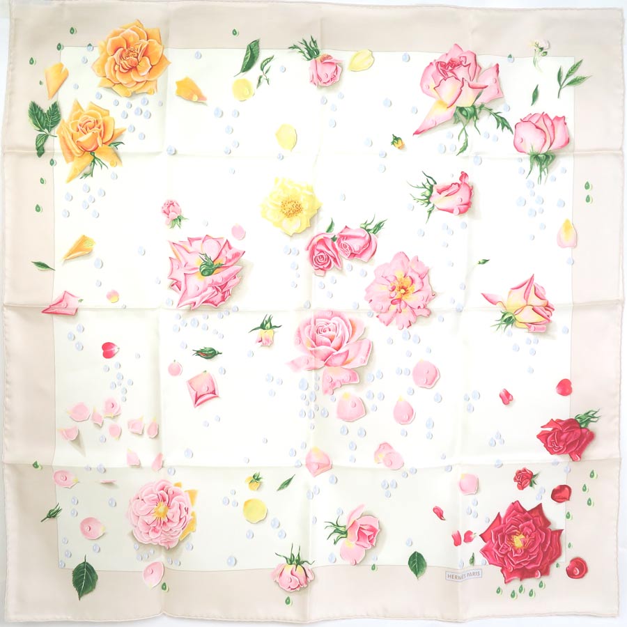 楽天市場】エルメス HERMES スカーフ LA ROSEE Anne Gavarni 薔薇の雫