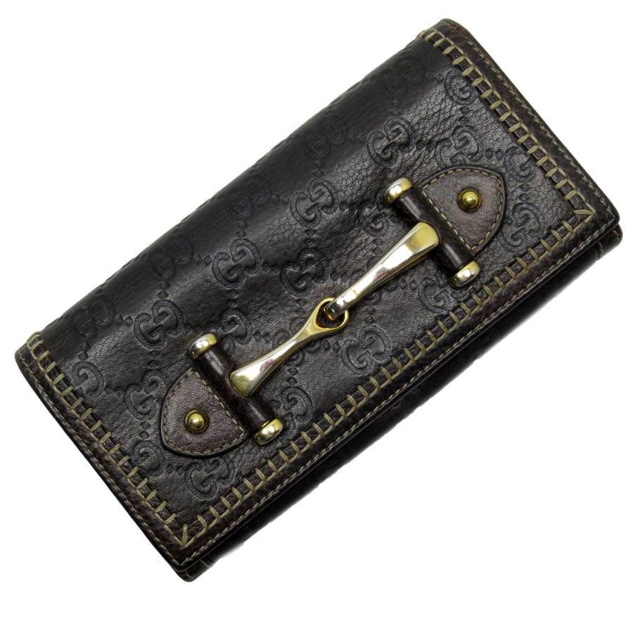 楽天市場】グッチ GUCCI 二つ折り長財布 シマ ダークブラウン系x