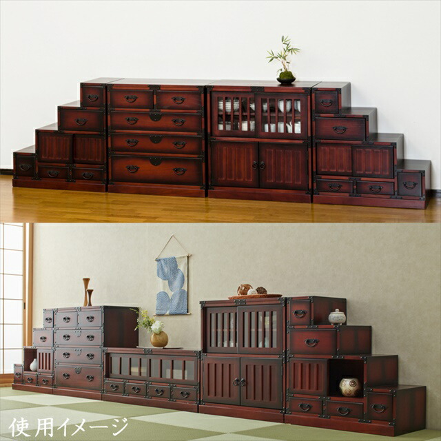 楽天市場】民芸調 家具 階段箪笥 右下がり ( 昔 古 和風 洋風 木製