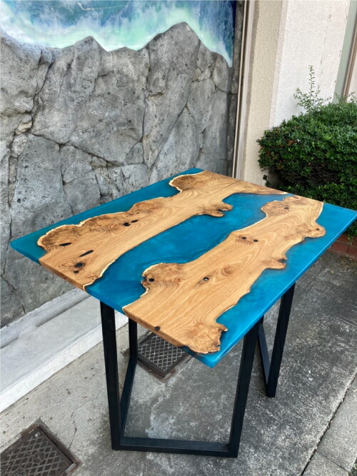 楽天市場】レジン リバーテーブル 天板 エポキシ くわ 無垢材 かわいい