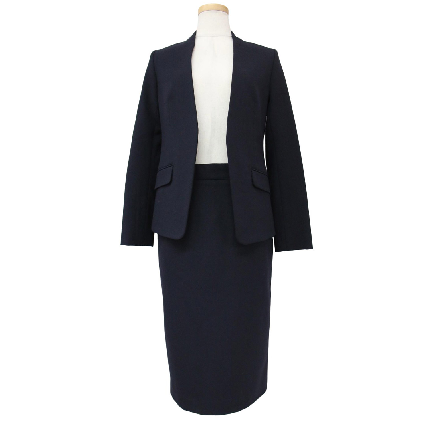 楽天市場】PLST プラステ スーツ ネイビー 紺 ノーカラージャケット XS