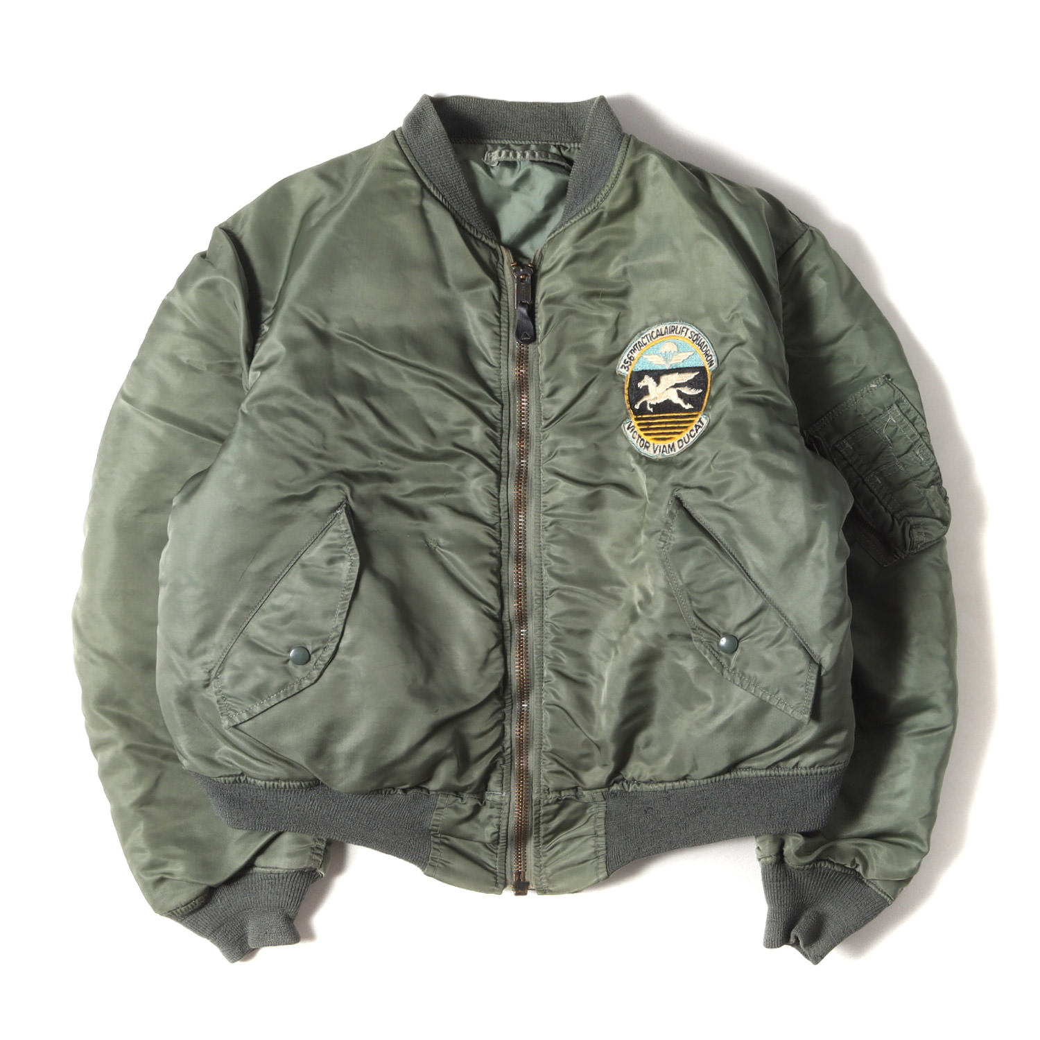 ラベル欠損 リブ穴なし 米軍放出品 MA-1 グランドクルー 米軍実物