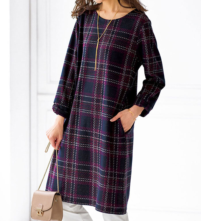 楽天市場】チュニックワンピース M L LL 3L 4L 5L ダブルジャカード