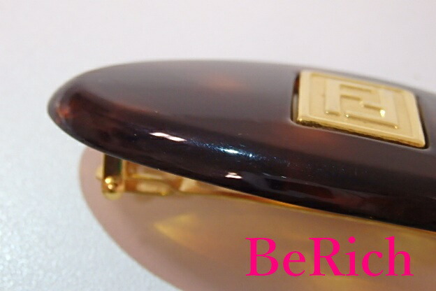 オールド フェンディ バレッタ FFロゴ べっ甲調 ヘアピン 髪留め