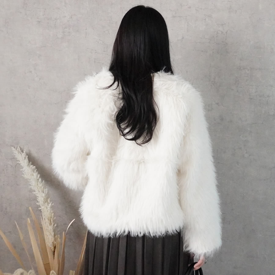 楽天市場】【3/4 20時〜半額クーポン】ロングファー ノーカラー