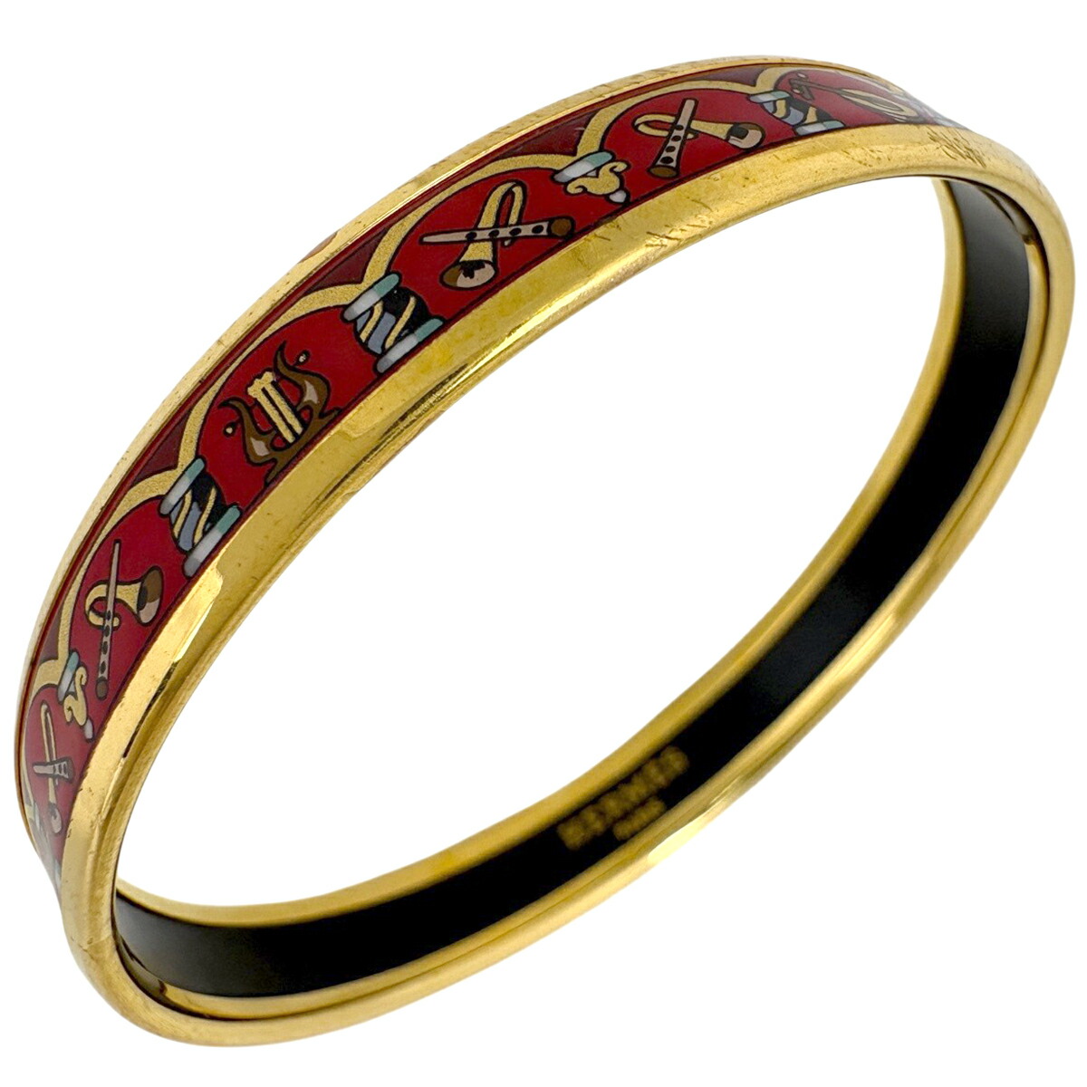 楽天市場】エルメス HERMES バングル エマイユ ゴールドxネイビーx