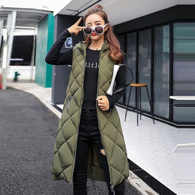 楽天市場】 羽織り フード付き 中綿ベスト キルトベスト ロングベスト