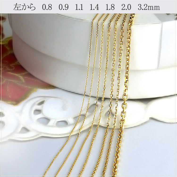 楽天市場】K18 小豆/あずき/あづき/アズキチェーン ネックレス(18k、18