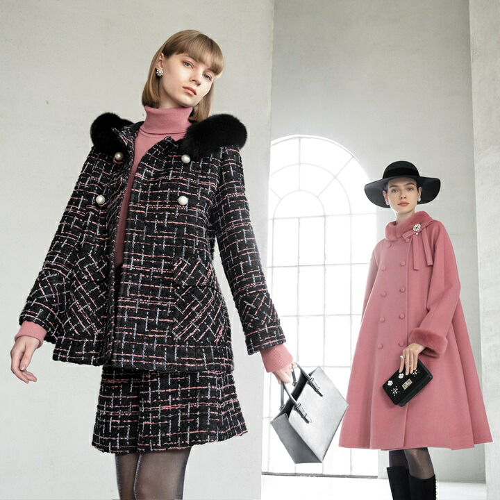 楽天市場】Rene コート アンダンテ 【ファー】 オペラピンク