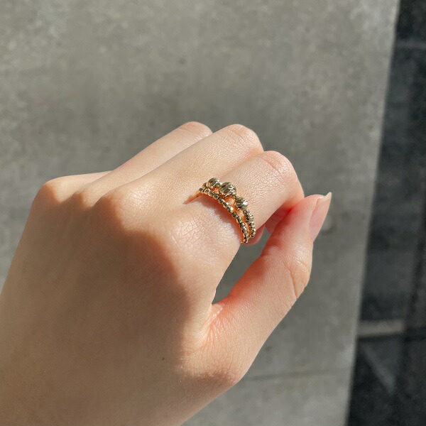 楽天市場】18金 リング 2連調 5mm玉入り ミラーボール K18 コイル