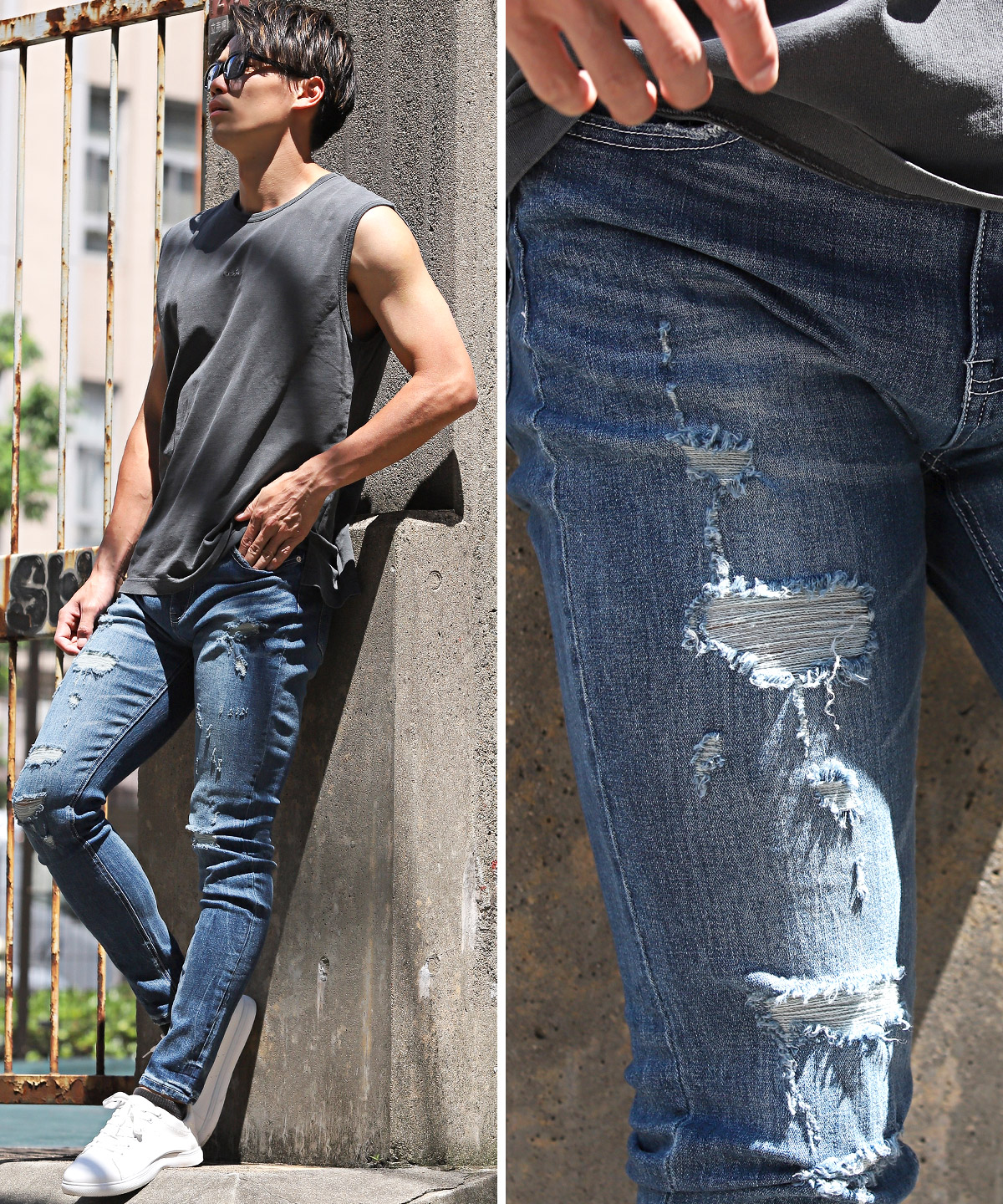 楽天市場】【送料無料】ダメージデニム スキニー デニムパンツ メンズ