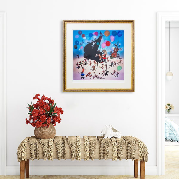 楽天市場】藤城清治 「猫と少女の音楽会」 セリグラフ シルク