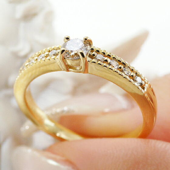 楽天市場】K18イエローゴールド ダイヤモンド リング【0.25ct】【送料