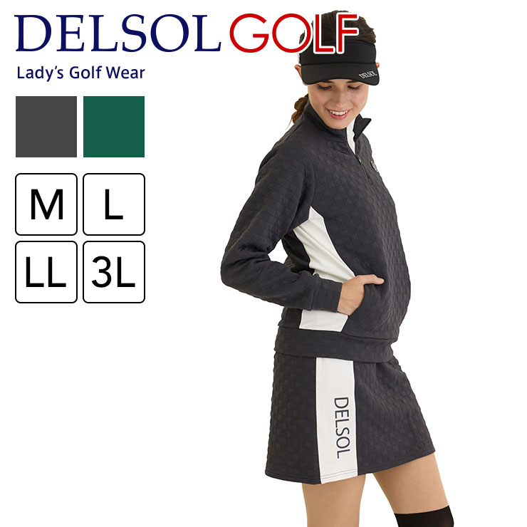 新品 DELSOL GOLF 裏起毛セットアップ L-LLサイズ ゴルフウェア