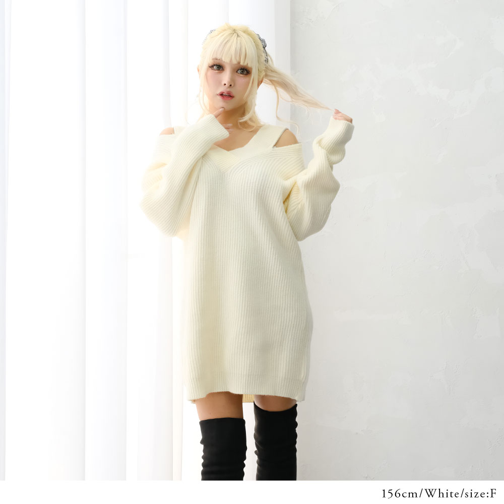 楽天市場】【SALE】 肩開き2WAYジップ前後着用OKニットワンピース