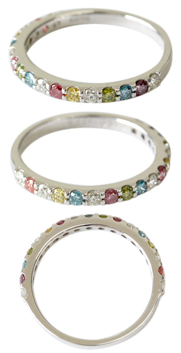 楽天市場】K18 マルチカラー ダイヤモンド エタニティ リング 0.5ct 18