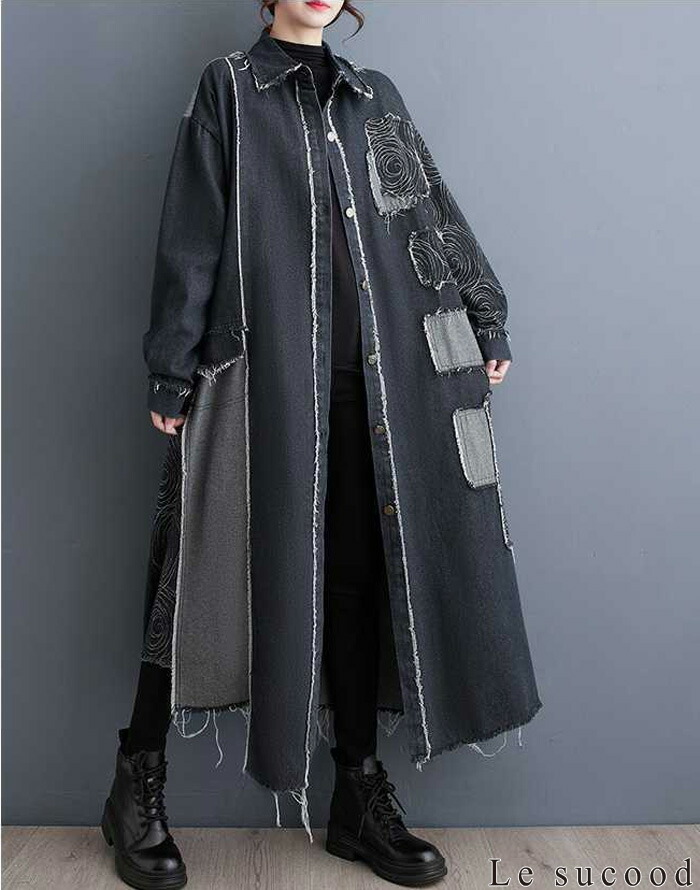 楽天市場】【Le sucood】 リメイク風スプライシングデニムコート