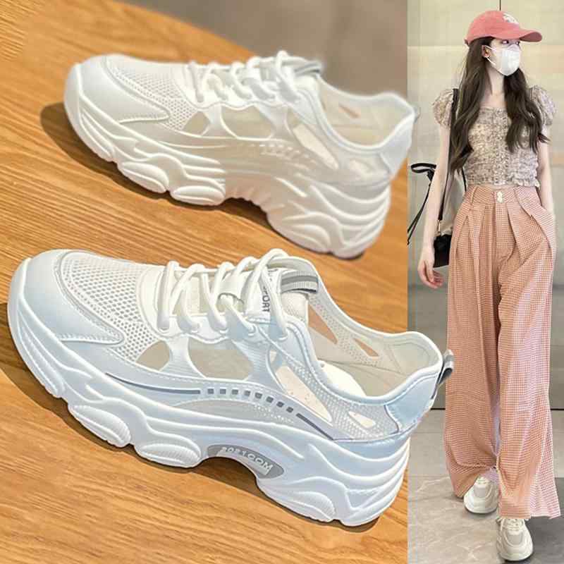 楽天市場】スニーカー レディース 白 メッシュ 通気性 厚底 涼しい