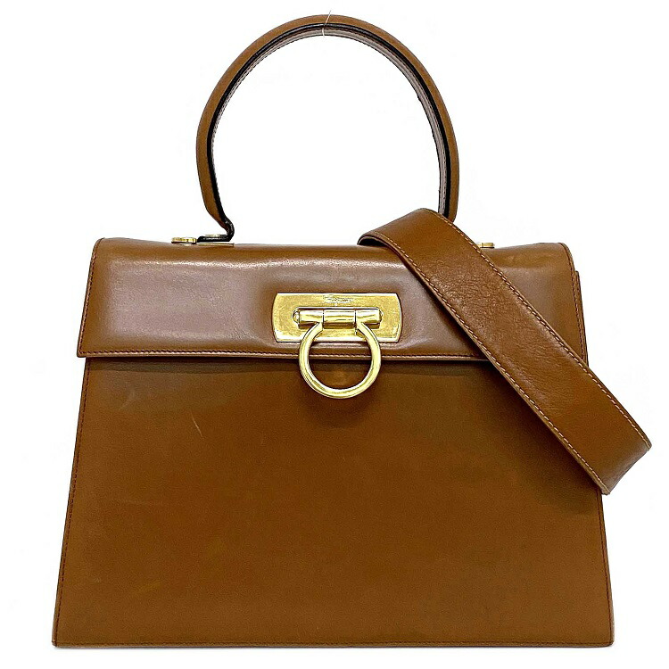 楽天市場】【送料無料】 フェラガモ 2way バッグ ブラウン ゴールド