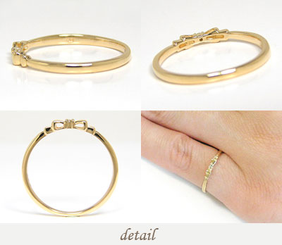 楽天市場】ダイヤモンド リボンモチーフ ピンキーリング リング K10YG