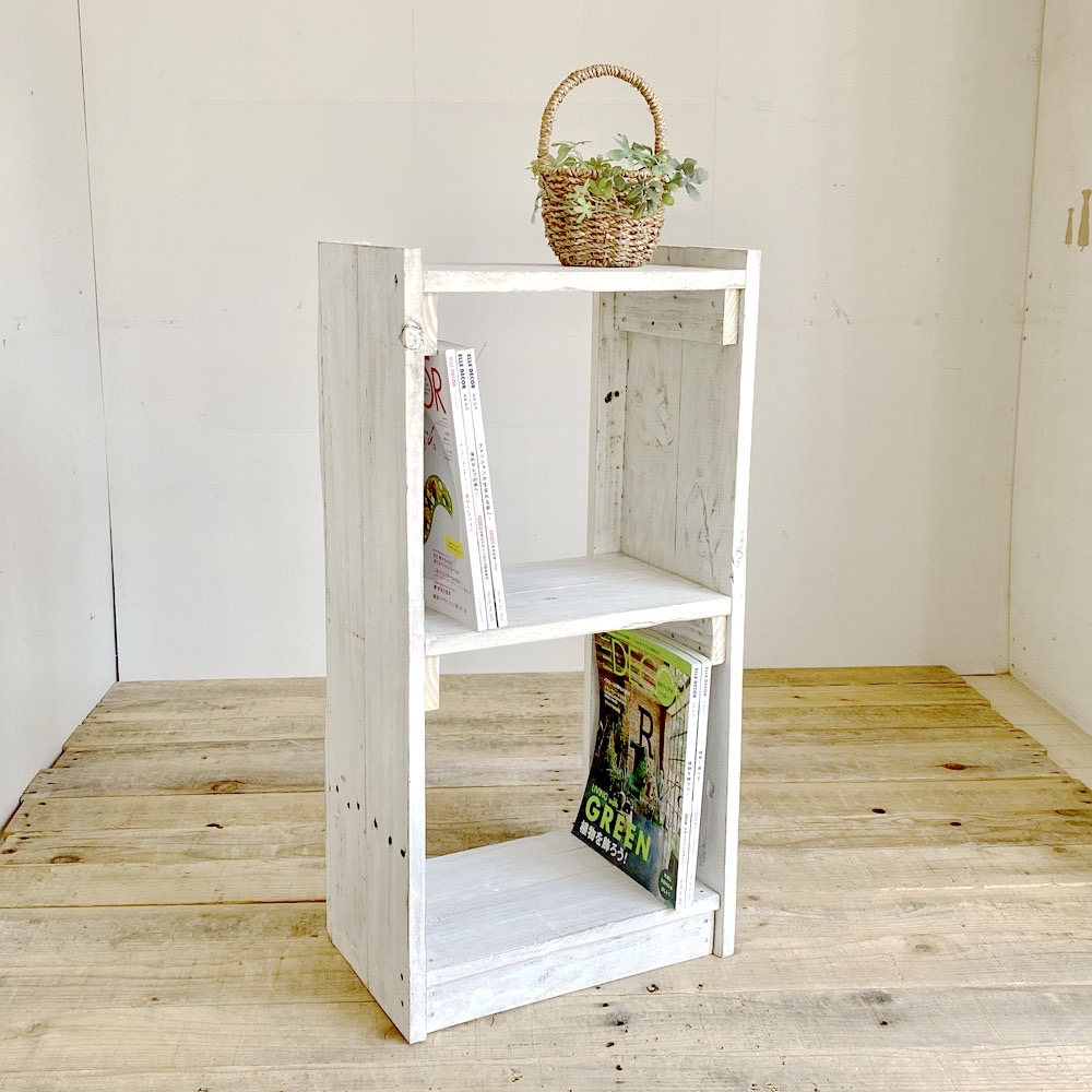 楽天市場】cafemoku リサイクルウッド 2段シェルフ ホワイト