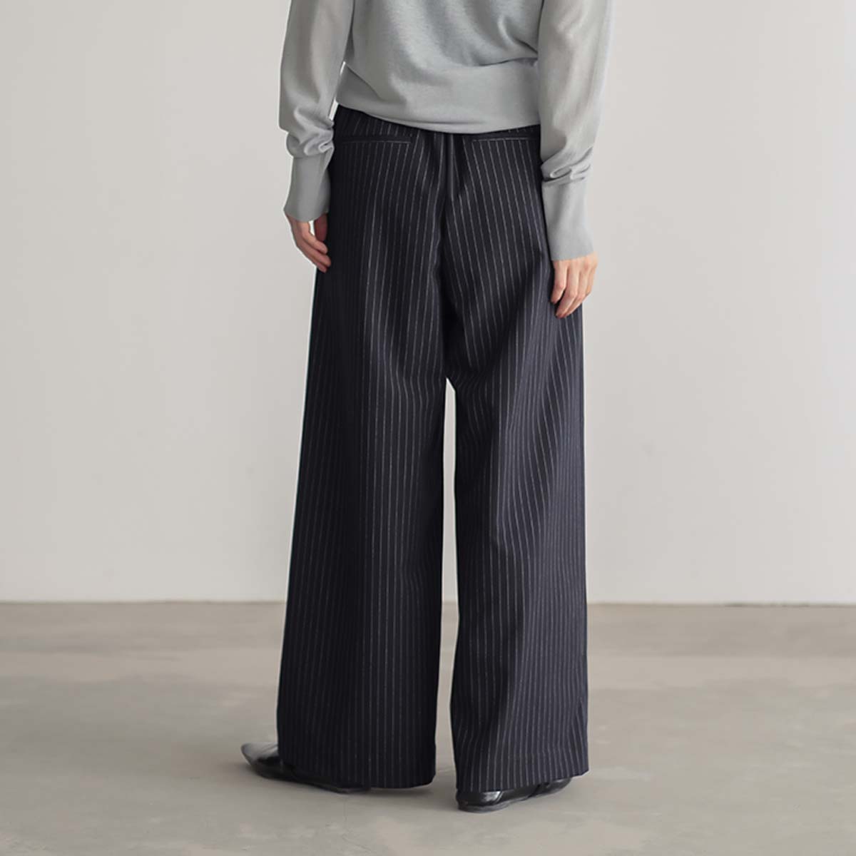 楽天市場】ストレッチ ウエストドロスト ワイドパンツ ロング丈