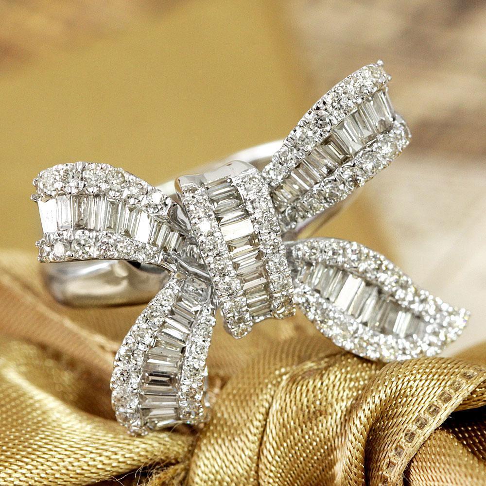 楽天市場】ダイヤモンド リング リボン K18 WG 1カラット ダイヤ 指輪