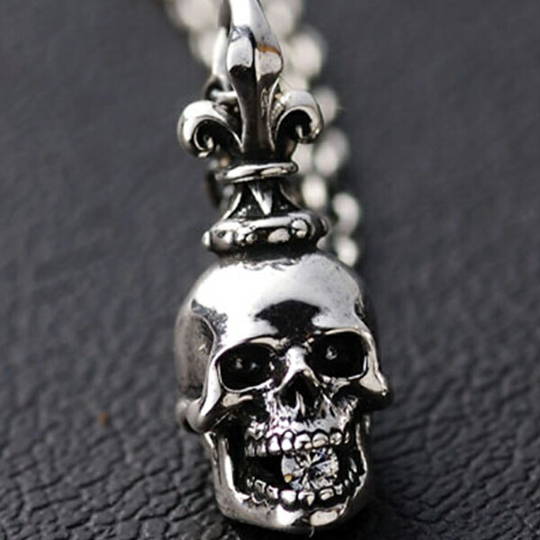 楽天市場】K-SMITH 石噛みスカル ネックレス ホワイトジルコニア