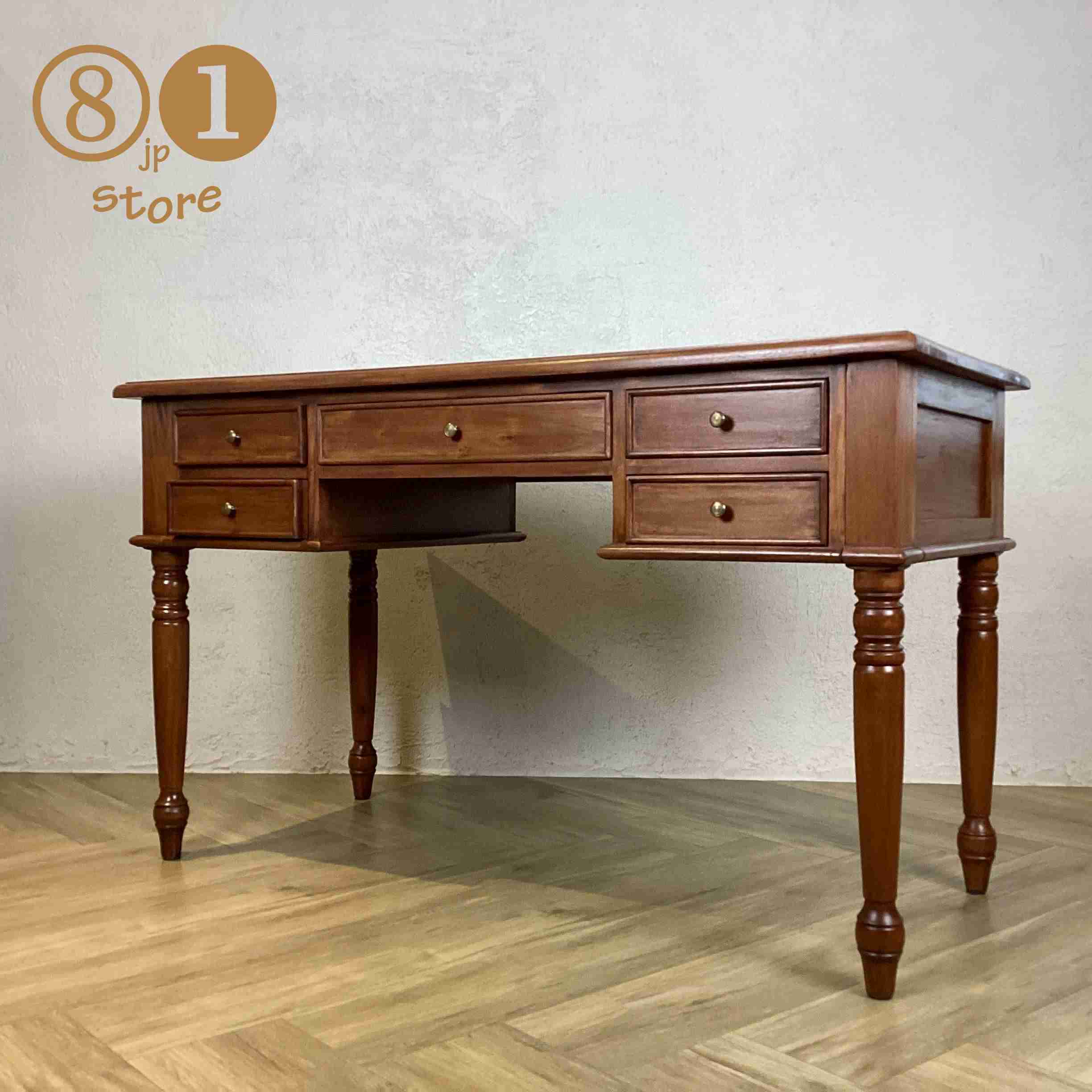 楽天市場】アンティーク調 マホガニー デスク テーブル 幅130cm