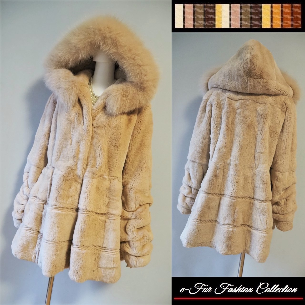楽天市場】ベージュフォックスファー＆レッキス毛皮コート リアル