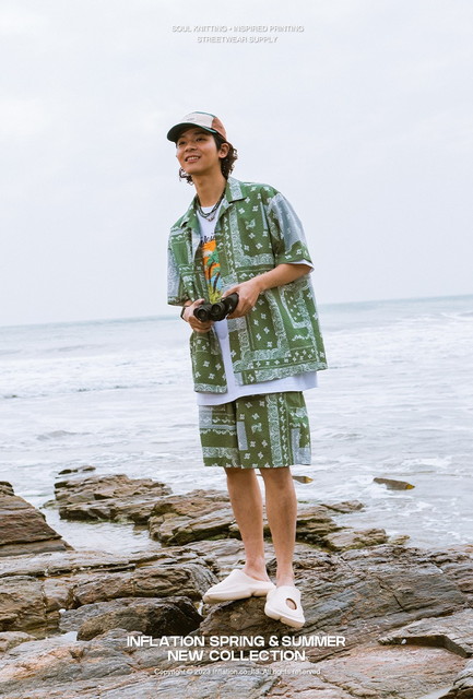 楽天市場】送料無料 ペイズリー バンダナ セットアップ 上下 セット 2