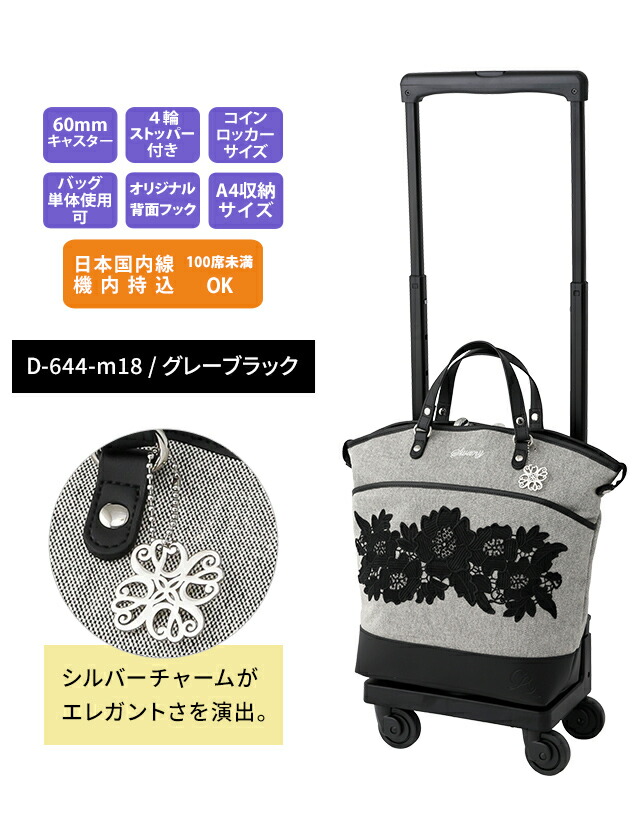 美品【スワニー】キャリーバッグ Sサイズ レース柄 ブラックラメ MA