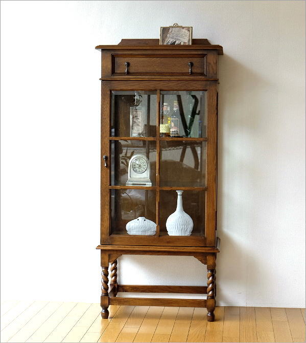 楽天市場】ガラスキャビネット 木製 アンティーク 家具 オーク材 無垢