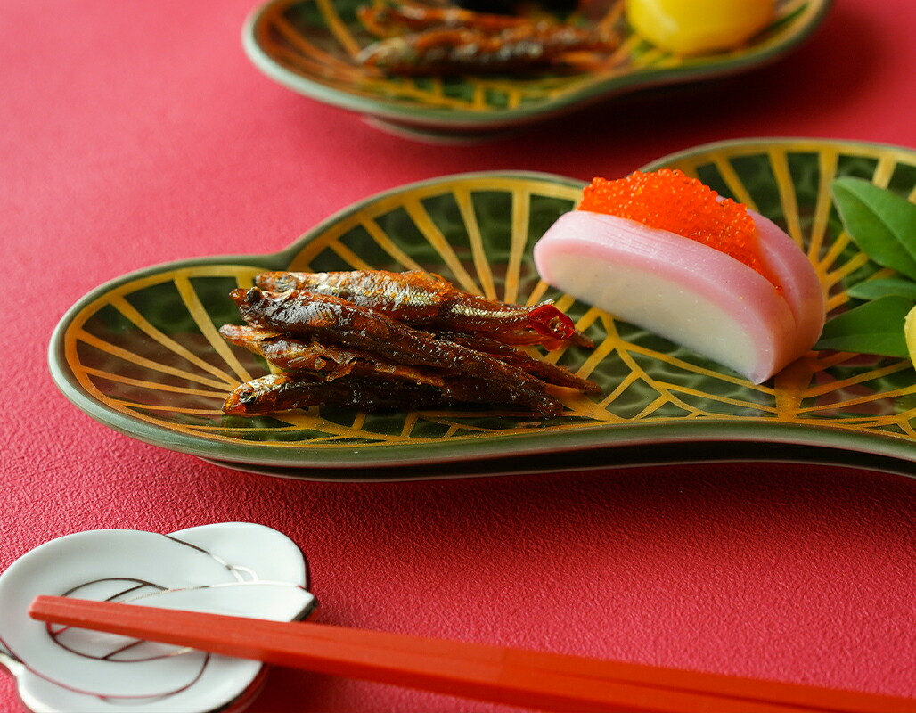 楽天市場】【SSクーポン配布中】錦茶緑金松葉型 前菜皿 25cm 幸楽窯