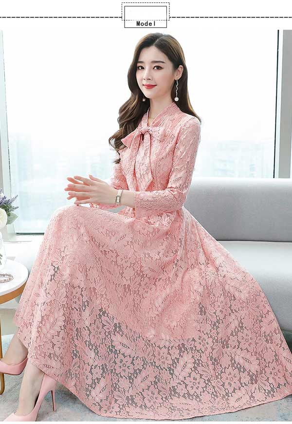 楽天市場】レースワンピース ロング丈 レディース M〜3XL 長袖