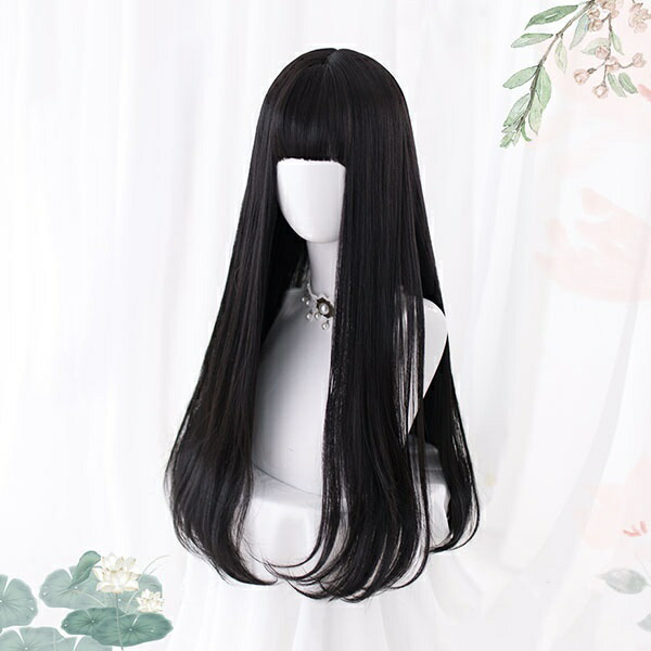楽天市場】ロングストレート ウィッグ フルウィッグ 前髪あり ブラック