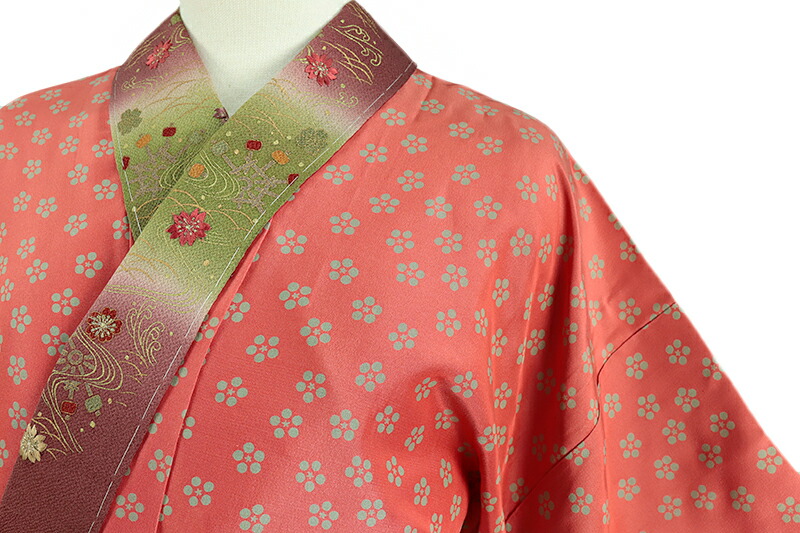 楽天市場】【 中古 】 長襦袢 正絹 唐織 朱色 梅鉢 桜 流水 観世水 芝