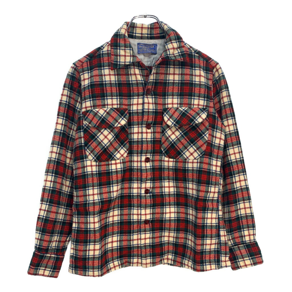 50s 60s Pendleton ボードシャツ ウールシャツ 開襟 フランネル 50s