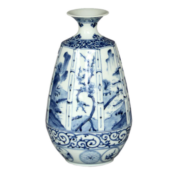 楽天市場】山本長左【宮内庁御用達】九谷焼8号八角花瓶 青華吉祥文