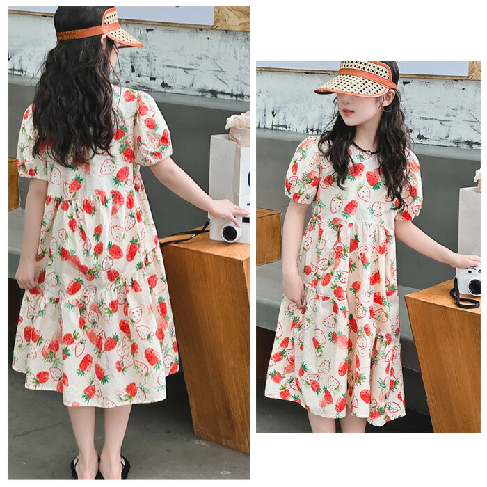 楽天市場】韓国子供服 いちご柄 ワンピース 女の子 ワンピース 夏 新品